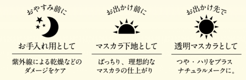 DHCまつげ美容液のスリーインワン説明画像