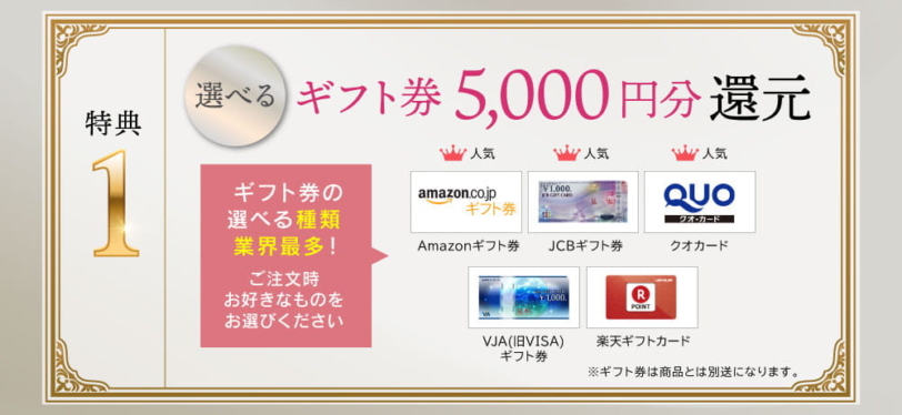 クーポンコードキャンペーン①ギフト券5000円還元