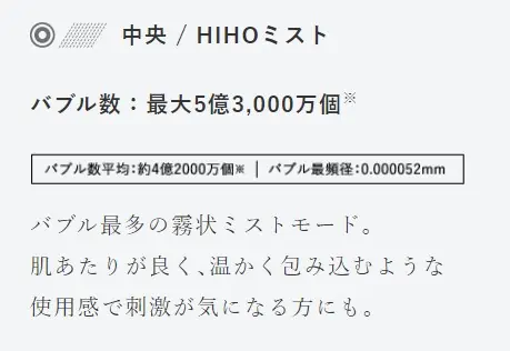 【マイトレックスヒホウファインバブルプラス】ミストモード