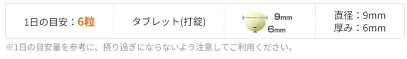 サントリーロコモア「タブレット錠剤」大きさ