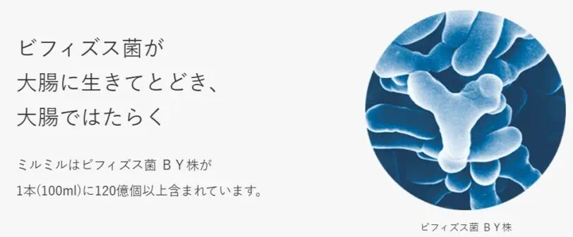 ミルミルはビフィズス菌BY株を120億個以上含んだ飲むヨーグルト