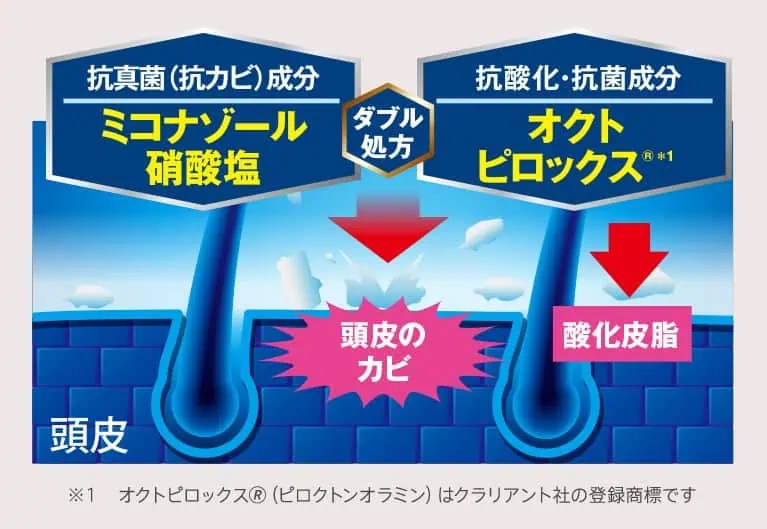 コラージュフルフルネクストシャンプーは抗真菌成分＋抗酸化・抗菌成分のダブル処方