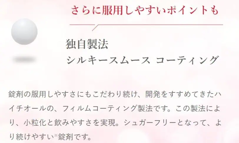 ハイチオールCは独自製法シルキースムースコーティングで小粒化と飲みやすさを実現