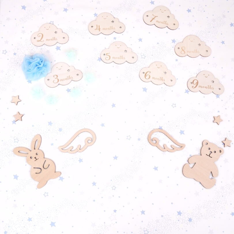 背景星のベビーフォトや寝相アート